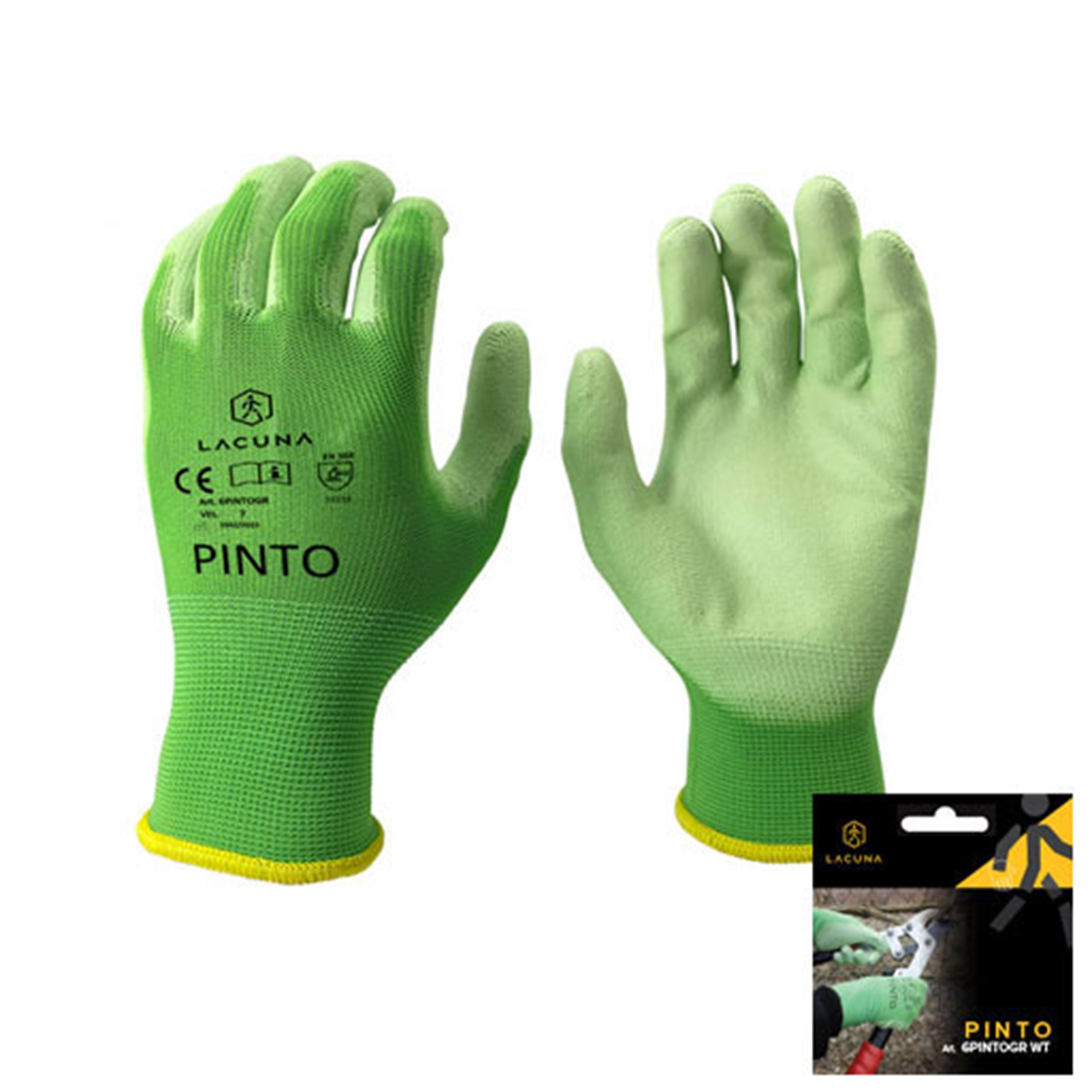6PINTOGWT_rukavice_s_premazom_zelene Rukavice sa PU premazom PINTO zelene - Slika 1