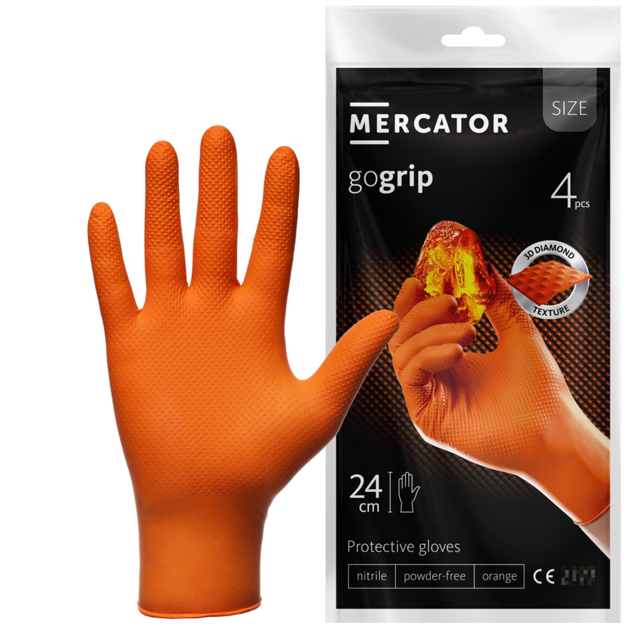 RP300380 MERCATOR-gogrip-orange Jednokratne nitrilne rukavice Mercator GoGrip 4/1 narandžaste - Slika 1
