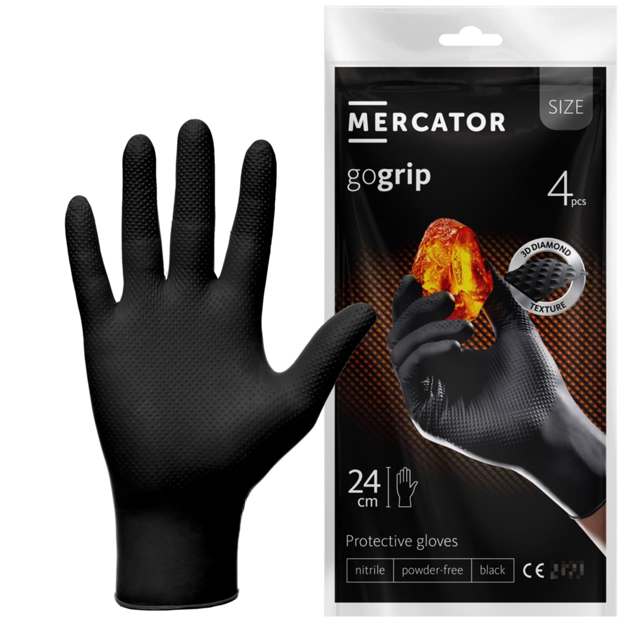 RP300390 MERCATOR-gogrip-black Jednokratne nitrilne rukavice Mercator GoGrip 4/1 crne - Slika 1