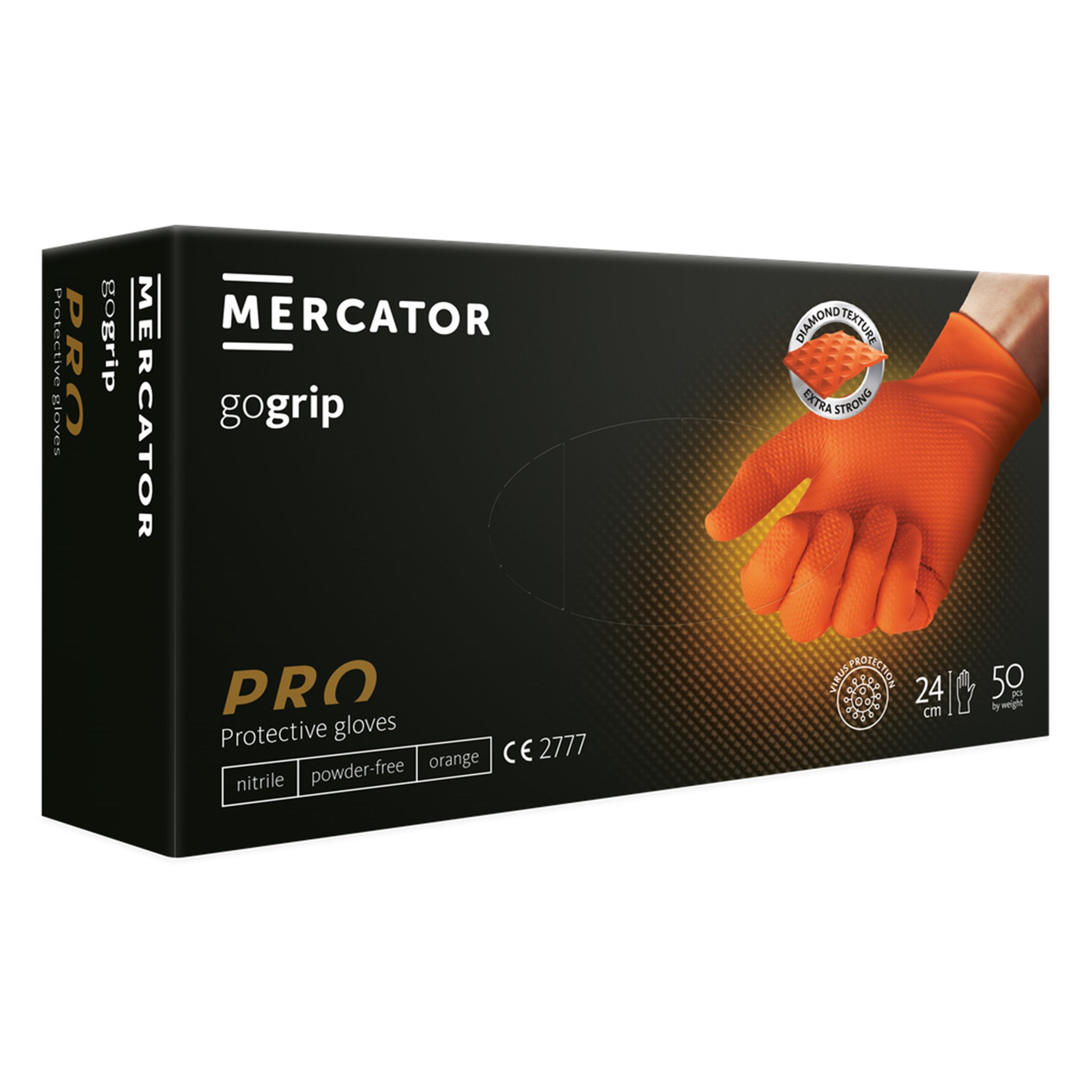 mercator-gogrip-orange1 Jednokratne nitrilne rukavice MERCATOR GOGRIP PRO narandžaste - Slika 1