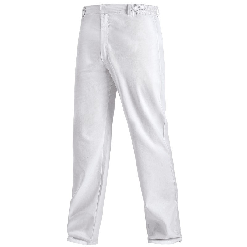 haccp-muske-pantalone-sa-rajfeslusom-i-dzordan-uckurom-bele-boje HACCP muške pantalone - Slika 1